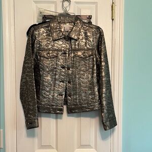 Chico's Silver Gray Jean Jacket with Long Sleeves